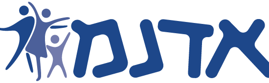 לוגו כחול עם המילה עברית.